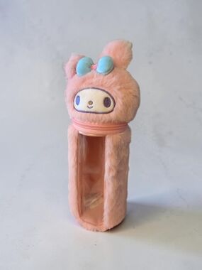 Hello Kitty Pink Plush Pencil Case with a Blue Bow